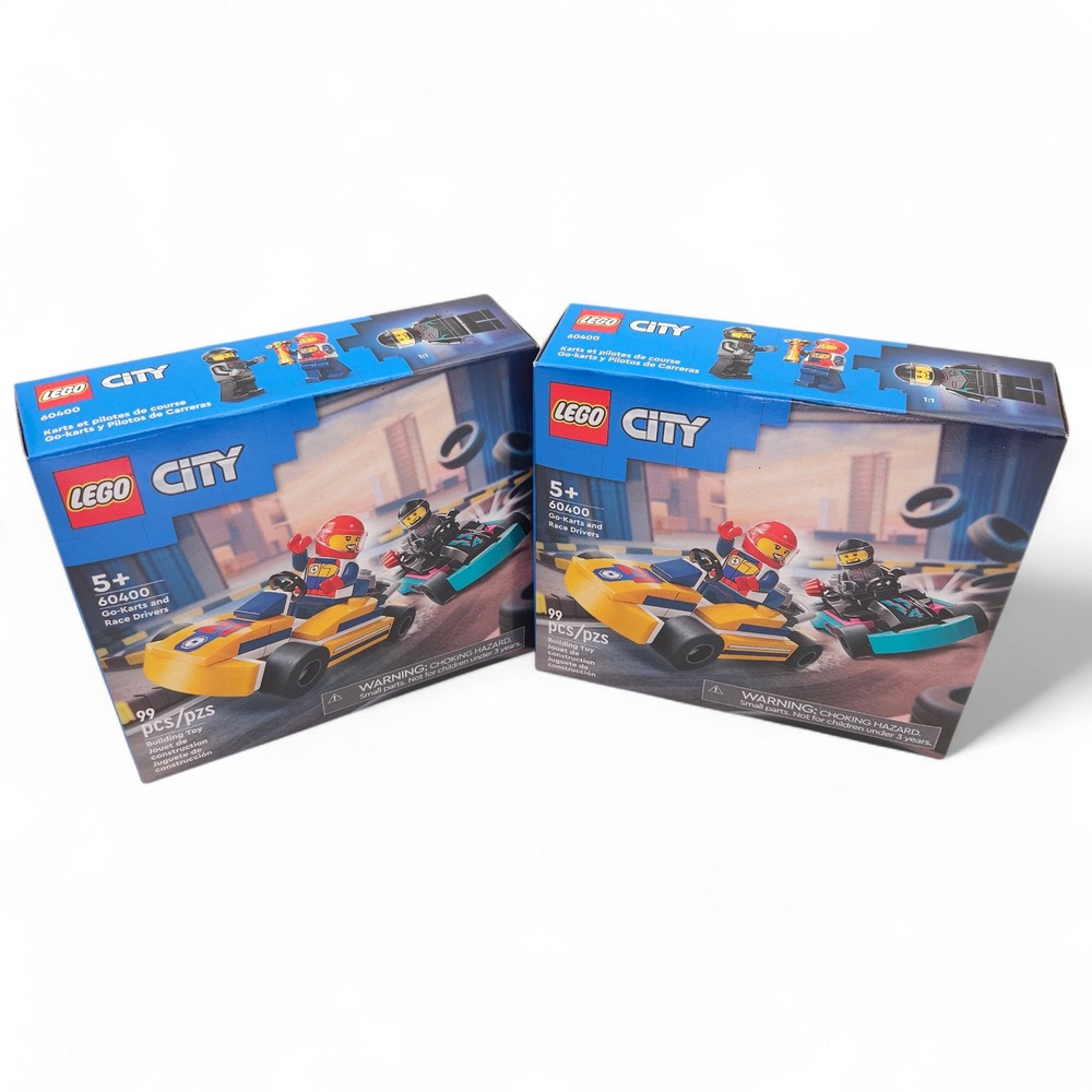 2x LEGO 60400 City Go-Karts and Race Drivers Building Set Multi Color Racing Toy
